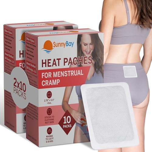 SunnyBay Heat Patches for Menstrual Cramp, 2.75x3.5 inch, 10 Count, 2 Pack
