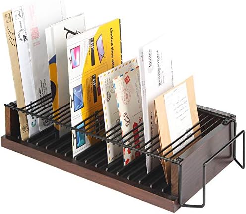 JACKCUBE Design Wood Monthly Office Desktop Bill & Mail & File Organizer Storage with Steel Divider Holder 31section, Entryway or Printer table Living room Kitchen (MK487A)