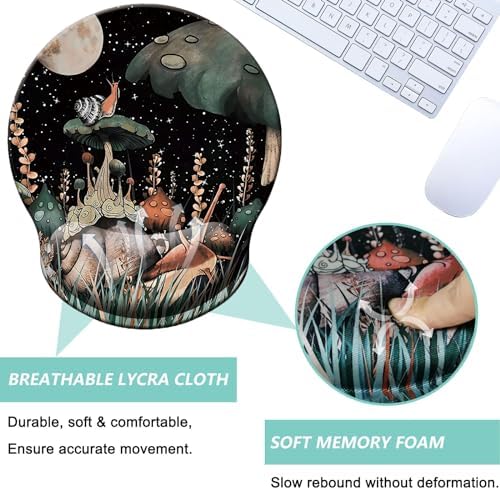 Mouse Pad with Wrist Support, Ergonomic Mouse Pad with Memory Foam Wrist Rest Cushion, Non-Slip Rubber Base Gaming Mice Pad for Home Office Computer Laptop, Snail