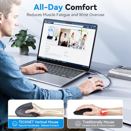 TECKNET Wired Mouse, Comfortable Ergonomic Mouse with 6400 DPI