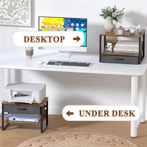 MARTY Desktop Printer Stand with Storage Drawer, Printer Riser for Desk