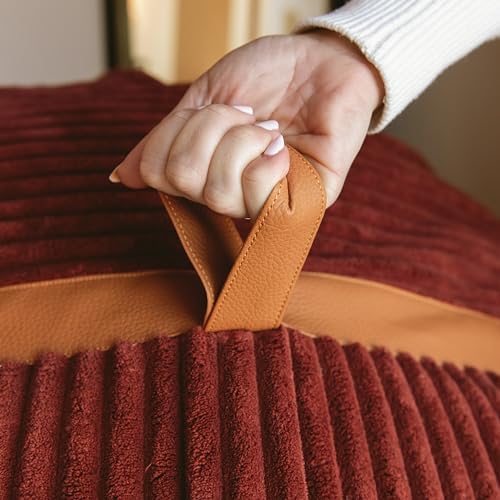 Big Joe Fuf 8Ft Giant Foam Bean Bag Chair, Oversized Couch with Removable Cover for Kids, Teens, Adults, Deep Terracotta Corded Plush, 8 Foot