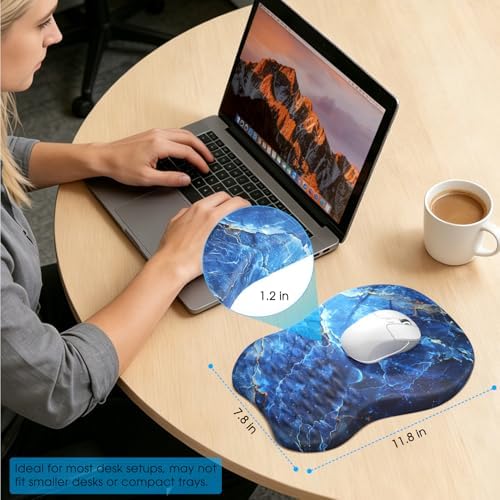 MROCO Ergonomic Mouse Pad with Wrist Support, 11.8 x 7.8 in, Ocean Marble