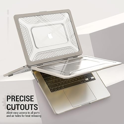 SEYMAC stock Case for MacBook Air 15 inch, Shock-Absorbing Protection with Folding Stand &Mouse Pad Case for MacBook Air 15 inch, Beige