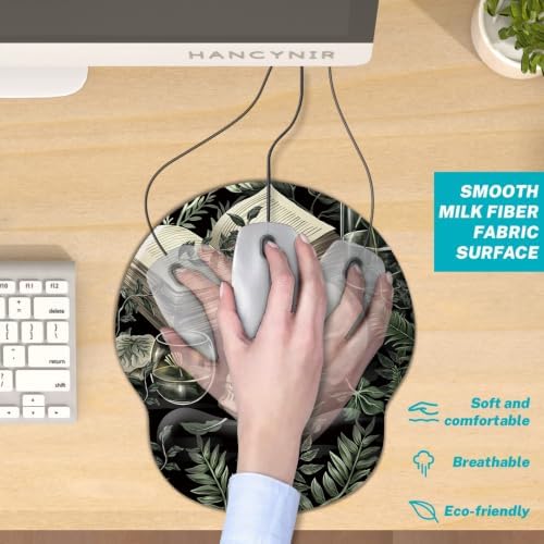 Hancynir Goth Skull Plant Ergonomic Mouse Pad with Wrist Support Desk Decor