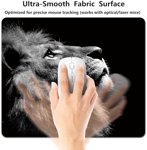 9.5x7.9 Inch Office/Gaming Mouse Pad, Majestic Black & White Lion King Profile, Cute Anti-Slip Mat for Desk Decor