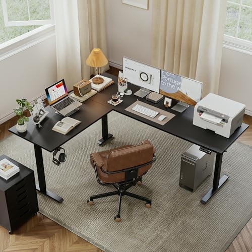 Agilestic 75 x 61 Inch L Shaped Electric Standing Desk, Black