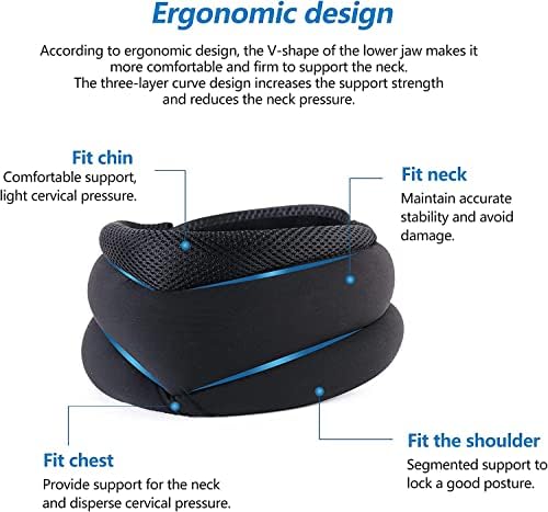 Neck Support Brace for Neck Pain and Support, Soft Foam Cervical Collar for Sleeping, Adjustable Neck Brace for Women and Men Cervical Spine Pressure Relief, Keep Vertebrae Stable and Aligned (M)