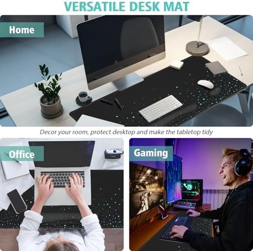 Desk Mat for Keyboard and Mouse,4in1 XXL Mousepad + Keyboard Wrist Rest+Mouse Wrist Rest+Coaster Set with Ergonomic Desk Pad for Home Office(Black Bluestar)