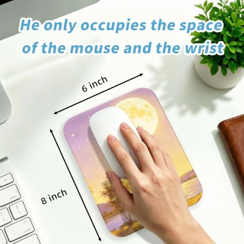 Small Mouse pad, with Edge-Sewn Design, extends Service Life by Twice, occupying the Optimal Size for the Mouse and Wrist Position. (Moon)