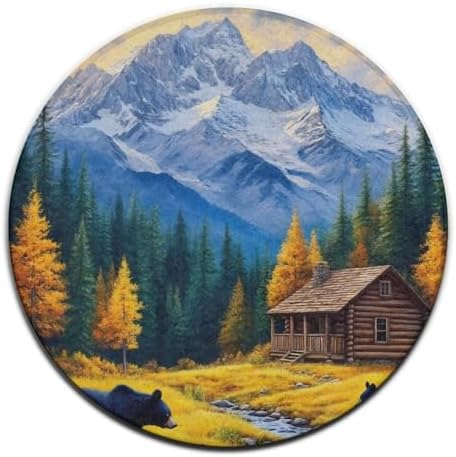 Fashion Round Area Rug Large Non Slip Carpet, Thanksgiving Black Bears Unisex Home Decor Mat