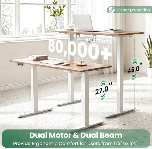 SIAGO Dual Motor Standing Desk Frame for Tops up to 75" - 280 lbs Capacity
