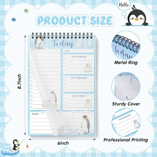 Gueevin Penguin Gifts To Do List Notepad, Daily Planner, 50 Sheets