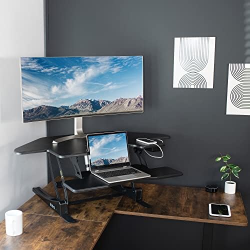 VIVO Black 43 in Electric Corner Desk Converter, DESK-V000VCE
