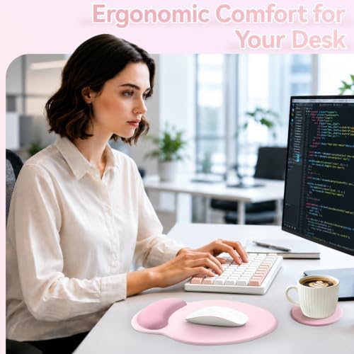 Mouse Pad with Wrist Rest, 2-in-1 Mousepad with Wrist Support Set