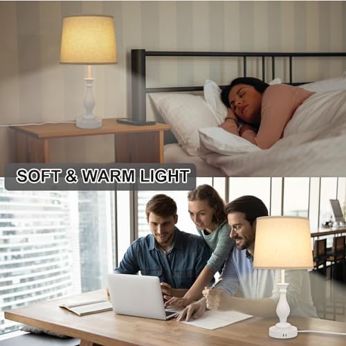 LALISU Farmhouse Table Lamp Touch Control 3-Way Table Lamp with USB Charge
