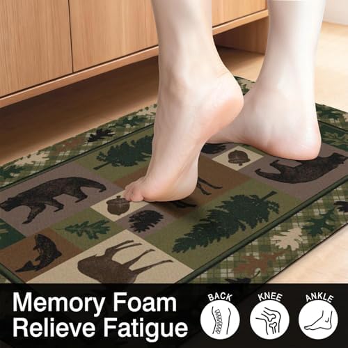 Western Texas Wildlife Kitchen Mats, 2PCs, 17.3"x47"+17.3"x29"