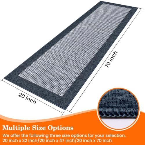 StepRite Kitchen Rugs, Kitchen Mats for Floor, 70"x20" Non-Slip Machine-Washable Kitchen Throw Rug, Navy Blue