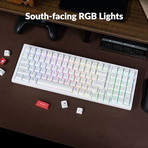 Keychron K4 Pro QMK/VIA Custom Wireless Mechanical Keyboard, Programmable Hot-swappable 100 Keys, RGB Backlight Wired Gaming Keyboard with K Pro Red Switches for Mac/Windows/Linux - White