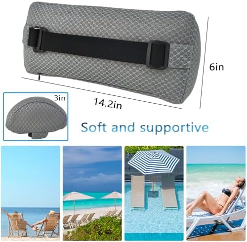 1 Pack Headrest Pillow for Patio Chaise Lounge,Recliner,Beach Chair,Gray
