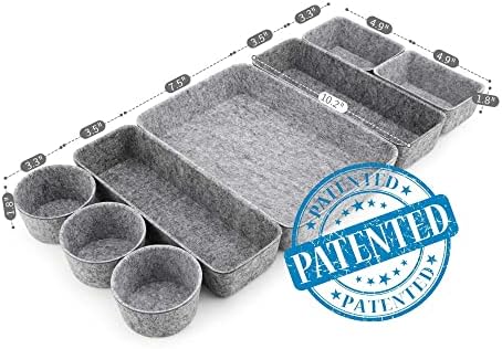 Welaxy 8-piece desk drawer organizer trays felt shallow bin Gray Minimalist