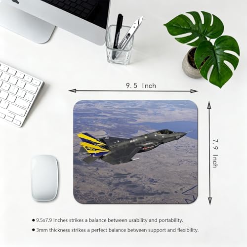 9.5x7.9 Inch Office/Gaming Mouse Pad, U.S. Navy Fighter Jet F-35 in Flight Patriotic Military Theme (Military Lockheed Martin F-35 Lightning II) Cute Anti-Slip Mat for Desk
