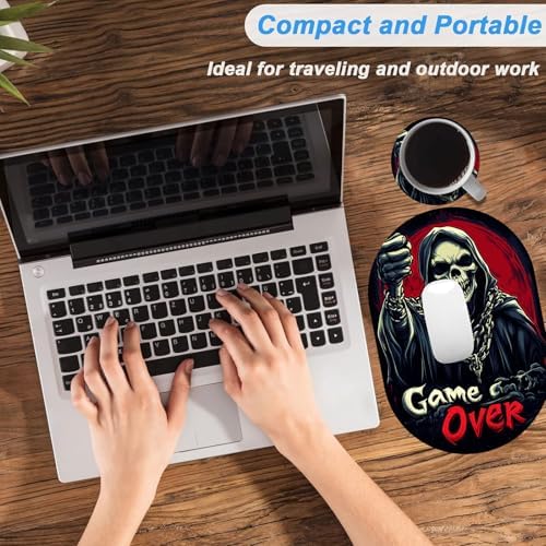 Small Mouse pad, Portable, Waterproof Non-Slip Rubber Bottom, Suitable for Wireless Mouse, Laptop Keyboard Tray for Both Men and Women, Office Travel 7.1x10.6in，Cool Skull