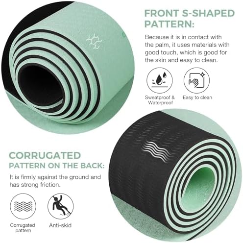 Gruper Yoga Mat Non Slip, TPE Extra Wide Yoga Mat with Alignment Mark