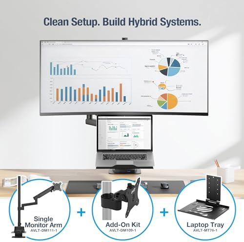 AVLT Single 40 Inch Monitor Head Add-On Kit for Pole Top Mount – Black