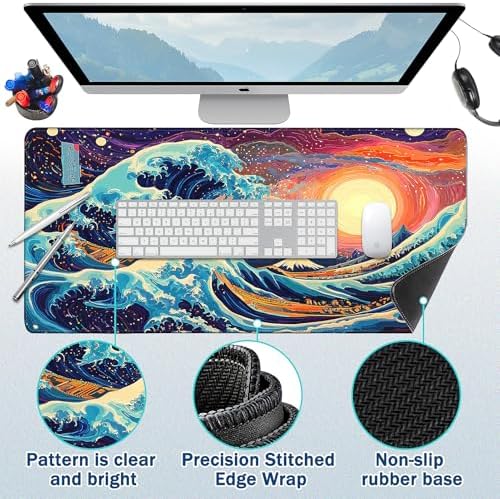 Mouse Pad Gaming - Desk Mat for Keyboard and Mouse - Large Mouse Pad for Desk, Mousepad (35.4" X 15.7") with Non-Slip Base, Desks Pad Mat Office and Home