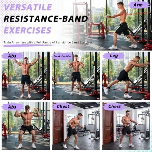 WHATAFIT Resistance Bands with Handles, 150 lb Exercise Bands Set