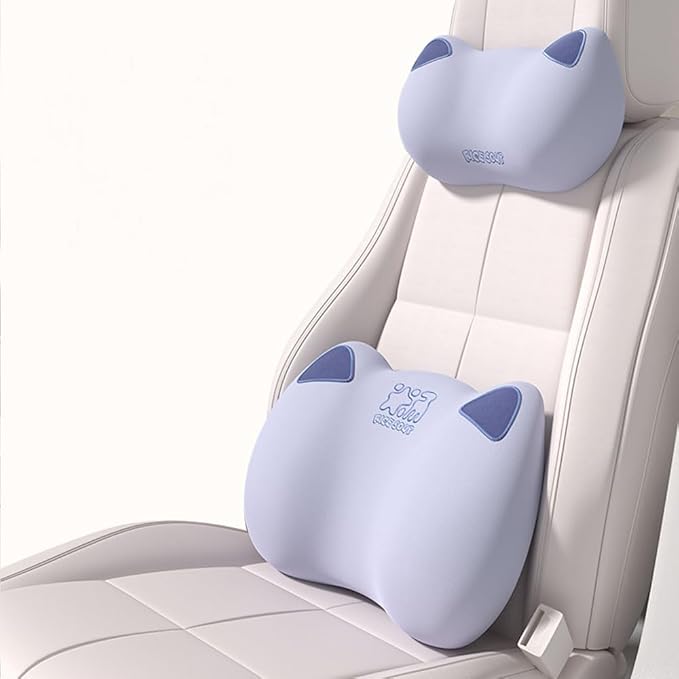 Latex Car Lumbar Support Pillow, Ergonomic Car Back Cushion, Car Seat Back Support for Driving Lower Back Pain Relief Waist Pillow (Blue)