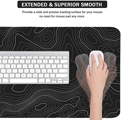 Topographic Mouse Pad, Extended Gaming (35.4x15.7 in), Desk Mat Laptop Waterproof Decor Writing for Work, Game, Office, Home - Topographic Contour