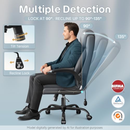 Ergonomic Office Chair,Inflatable Lumbar Support High Back Chair,Gray