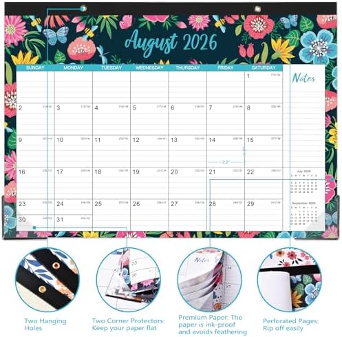 Desk Calendar 2026-2027 - Jul 2026 - Dec 2027, Large Monthly Desk Calendar 18 Months, 17" x 12", Desk Pad, Large Ruled Blocks, To-do List & Notes, Best Desk/Wall Calendar for Planning or Organizing