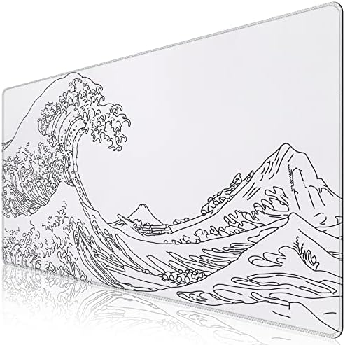 iCasso White Mouse Pad, Extended Gaming Desk Pad 35.4x15.7 in