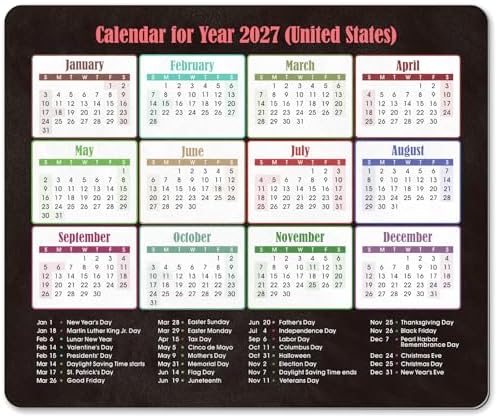 KONVINIT Ergonomic Mouse Pad with Wrist Rest, Black Mousepad with Non-Slip Rubber Base and Smooth Surface, Small Mouse Pads for Desk, Office Desk Accessories (2027 Calendar)