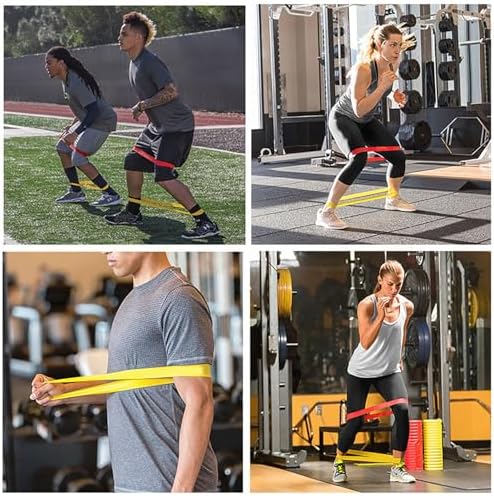 Resistance Loop Exercise Bands Set of 5-5 Different Resistance Levels Workout Bands, Elastic Stretch Bands for Legs, Glutes, Yoga, Pilates, Physical Therapy & Strength Training