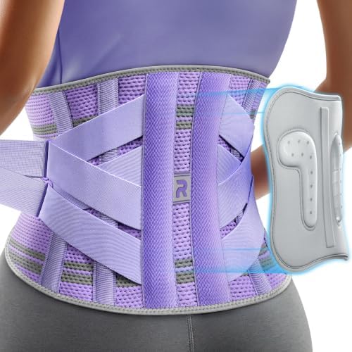 Rakiie Lower Back Brace for Women, 9X Support System, Purple XXL