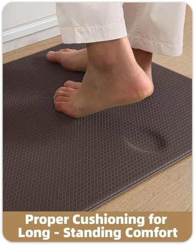 Color&Geometry Kitchen Mat for Floor 17x59 Anti Fatigue Easy Clean, Brown