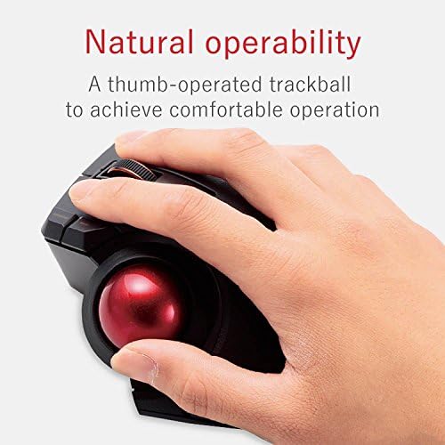 ELECOM EX-G Pro Trackball Mouse, Wired, Wireless, Bluetooth, Thumb Control, 8-Button Function, Ergonomic Design, Optical Gaming Sensor, Smooth Red Ball, Windows11, macOS (M-XPT1MRBK)
