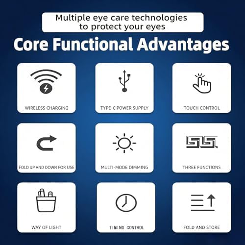 AYI Multifunctional Wireless Charging Desk Lamp – 15W Fast Charger, Digital Alarm Clock & Temp Display, 3CCT 5-Level Dimming, Touch Control, 180° Rotatable LED Lamp, HYT1771 White.