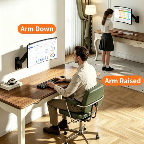 Single Monitor Wall Mount Monitor Arm, Fit 17-32" VESA 75/100mm