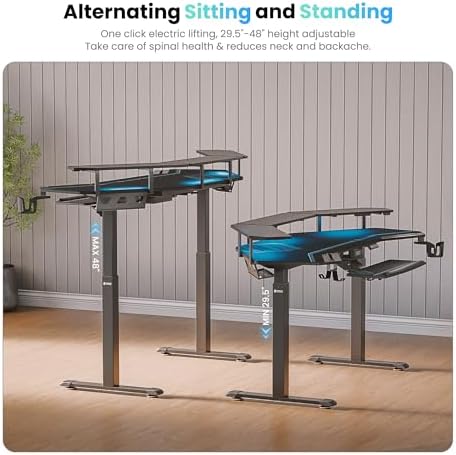EUREKA ERGONOMIC Gaming Desk, 72" Electric Standing Desk with Keyboard Tray