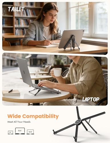 Lamicall Ultra Lightweight Laptop Stand for Desk + 360°Rotation Adjustable iPad Stand for Desk