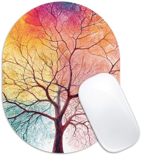 Oval Mouse Pad 6x8in Non-Slip for Laptop,Four Seasons Tree