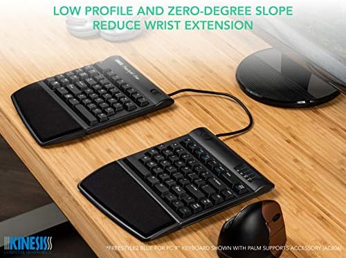 KINESIS Freestyle2 Blue Wireless Ergonomic Keyboard for PC (9" Separation), Dark Gray