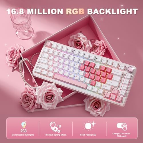 YUNZII B75 PRO 75% Wireless Mechanical Keyboard (White Heart,Cocoa V2)