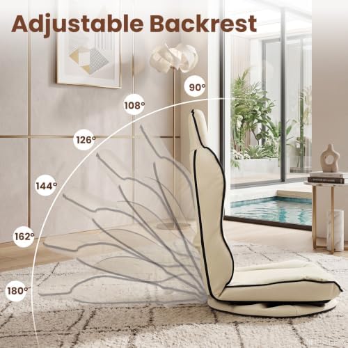 KOMFOTT 360° Swivel Floor Gaming Chair with Adjustable Backrest (Beige)