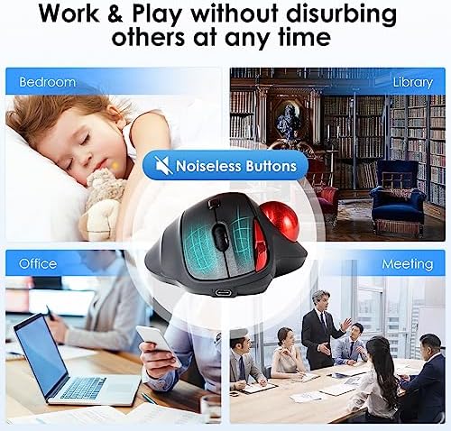 SANWA 2.4G Wireless Trackball Mouse, Silent Click, Programmable Roller Mice